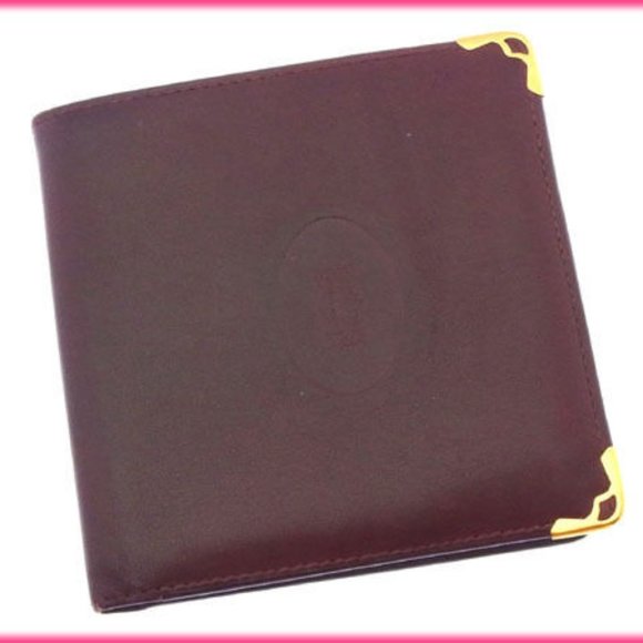 Cartier Wallet Purse Bifold Mastline Red Gold Woman Authentic Used - Picture 2 of 5